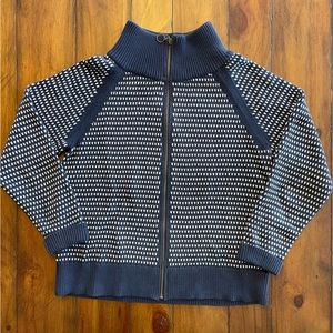 Pendleton zip women’s navy blue and white stripe sweater - size medium